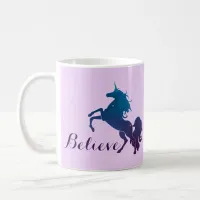 Magical Purple and Blue Rearing Unicorn | Believe Coffee Mug