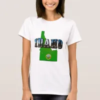 Idaho Map, Seal and Picture Text T-Shirt