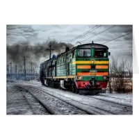 Antique Locomotive Train Blank Card