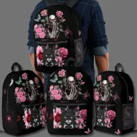 Goth rucksack spiders cats roses dark emo printed backpack