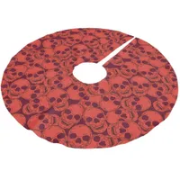 Gothic Red Skulls Patterned Brushed Polyester Tree Skirt