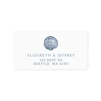 Rustic Blue Seashells Marine Ocean Beach Wedding  Label