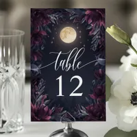 Midnight Garden Moon Wedding Table Number