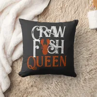 Retro Crawfish Queen Seafood Throw Pillow