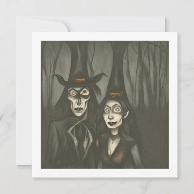 A vampire and a witch in Halloween