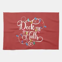 deck the halls holiday lights Christmas Kitchen Towel