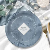 Stone Glitter Wedding Dusty Blue ID647 Paper Plates