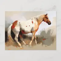 Pinto Horse Watercolor Postcard