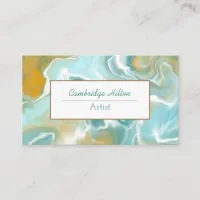 Soft Teal and Brown Marble   Business Card