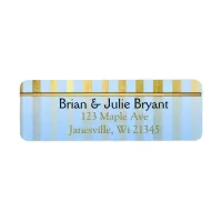 Blue and Gold Striped Return Address Label