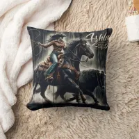 Rodeo Rider Chasing a Bull at Sunset Throw Pillow