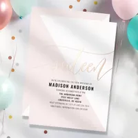 Blush Pink Color Block Sweet 16 Birthday Party Foil Invitation