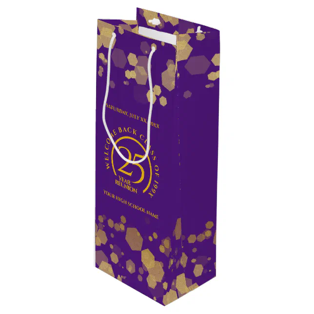 Purple & Gold School College Class Reunion Wine Gift Bag