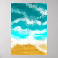 Turquoise Ocean Waves Seaside Coastal   Poster
