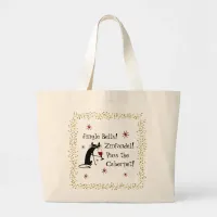 Jingle Bells Funny Christmas Wine Quote Large Tote Bag