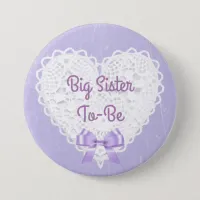 Purple Lacy Big Sister-To-Be Baby Shower Button