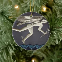 Hermes - Herald of the Greek Gods in NYC Ceramic Ornament