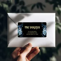 Gilded Blue on Black Christmas Return Address Label