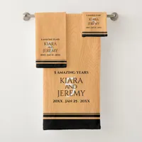 Elegant 5th Wood Wedding Anniversary Celebration Bath Towel Set