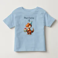 Birthday Boy T-rex Dinosaur Name and Age Toddler T-shirt