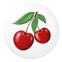 Double Red Cherries Ceramic Knob