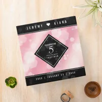 Elegant 5th Rose Quartz Wedding Anniversary 3 Ring Binder