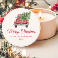 Red Vintage Truck Christmas Tree Merry Christmas Mini Candle Favors