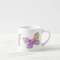 Inspirational Elegant Butterfly Tag Cloud Espresso Cup