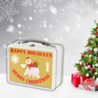 Modern Merry Christmas on Gold | Metal Lunch Box