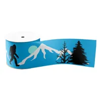 Bigfoot Mountains and Forest Pine Trees Winter Grosgrain Ribbon