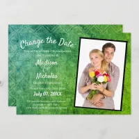 Change the Date Photo Wedding Med Green Parchment Save The Date