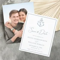 Budget Dusty Blue Nautical Anchor Save the Date