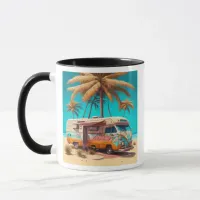 Retro RV and Palm Trees Mug