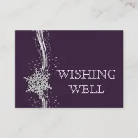 purple Silver  Winter wedding wishing well Enclosure Card