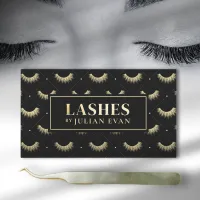 Luxe Black and Gold Lash Stylist Business Card