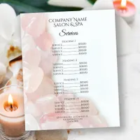 Pink Rose Quartz Spa Salon Services Menu Flyer