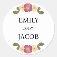 Personalized Elegant Wildflower Boho Chic Wedding Classic Round Sticker