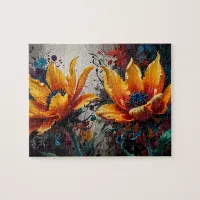 Golden Bloom: Vivid Yellow Flower Duo Jigsaw Puzzle