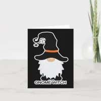 Halloween Gnome Witch White Hair Black Hat Holiday Card