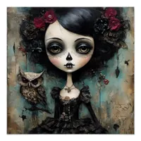 The Gothic Doll and Her Pet Owl Poster