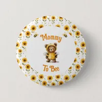 Cute Honey Bee Bear Ba-Bee Shower  Button