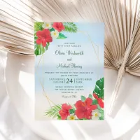 Hibiscus Tropical Floral Beach Wedding Invitation