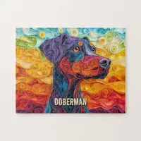 Doberman Quilling Art Dog Portrait Jigsaw Puzzle