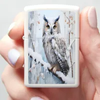 Snowy Owl's Winter Perch Zippo Lighter