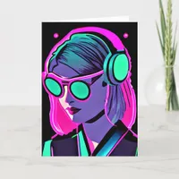 Have a Fun Summer | AI Art Women in Headphones Card