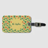 Pattern Filled Hearts Luggage Tag