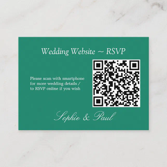 Elegant Emerald Green QR Code Website RSVP Card