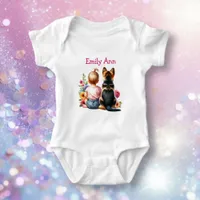 Baby Girl and German Shepherd Personalized Baby Bodysuit