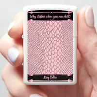 Vibrant pink snakeskin texture zippo lighter