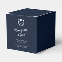 Elegant Modern Navy Blue Custom Name Graduation Favor Boxes